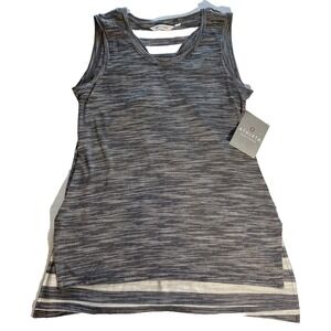 NWT‎ ATHLETA Coronado Grey Striped Racerback Loose Layered Tank -Small *FLAW*